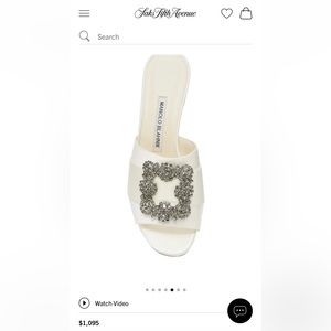 Manolo Blahnik Martanew 50 embellished satin mules color: light cream size: 37.5